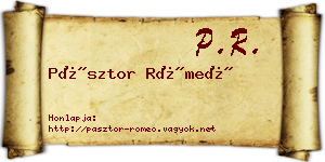 Pásztor Rómeó névjegykártya